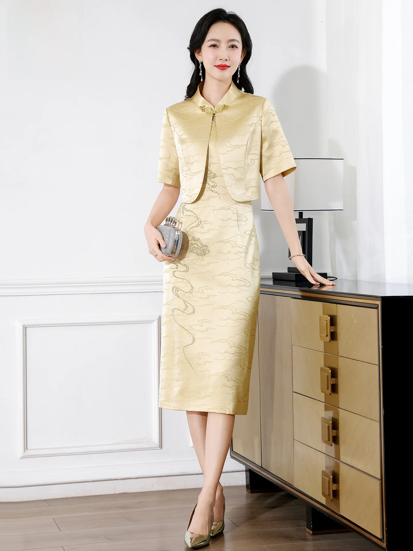 

Элегантное свадебное платье большого размера в новом китайском стиле для матери невесты, для свадебной церемонии