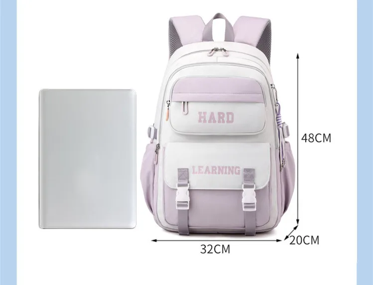 2024 middle school backpacks for teenage boys girls trend splicing printed couple backpack Large capacity nylon schoolbags book