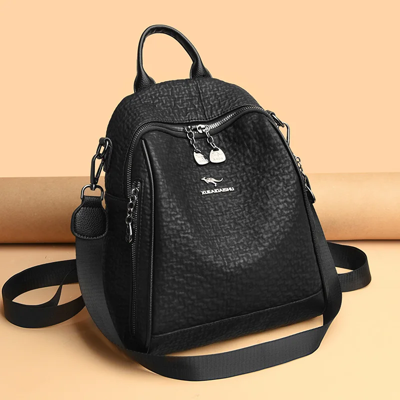 

Vintage Female Leather Backpacks Multifunction Women BackPack Anti-theft School Bags For Girls Travel BackPack mochila feminina