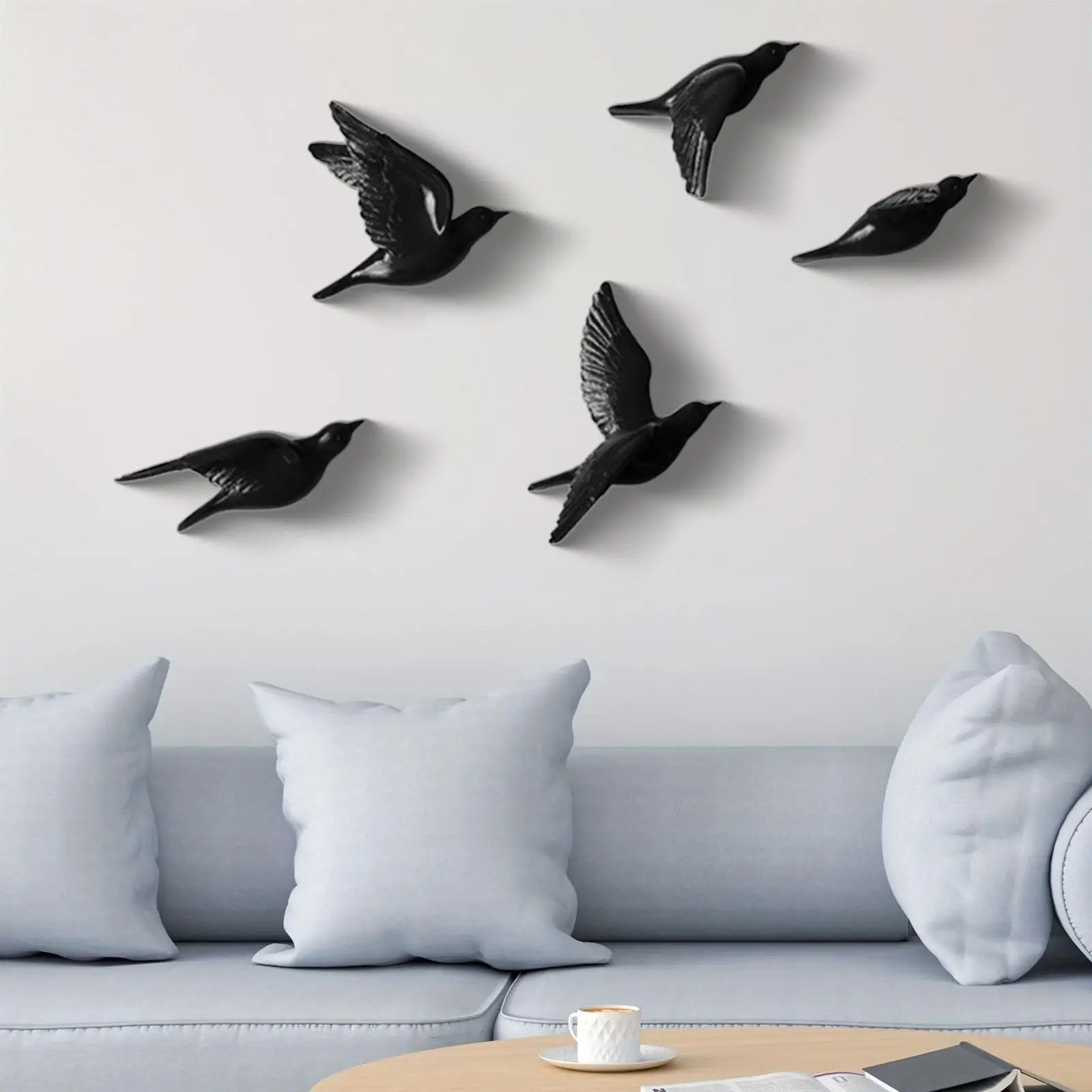 

5Pcs Birds Wall Decoration Rustic Sturdy Unique Simple Wall Sculpture for Home Kitchen Office Indoor Study Rooms