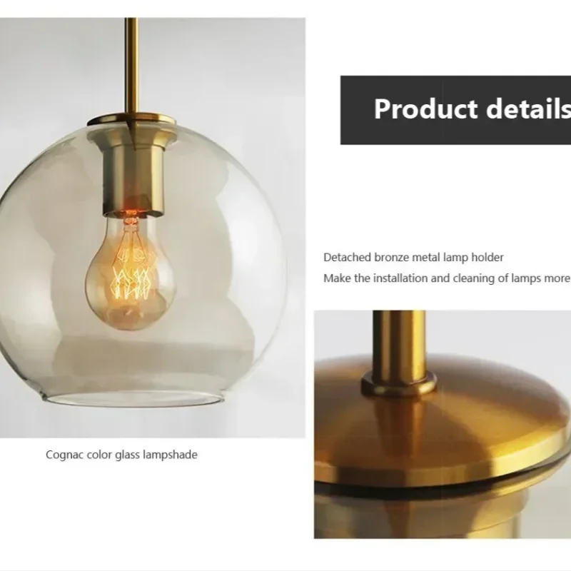 

Single/Multi Glass Nordic Glass Pendant Lights Dining Room Chandelier Living Room Bedroom Cafe Study LED Lamps Room Decor Lustre