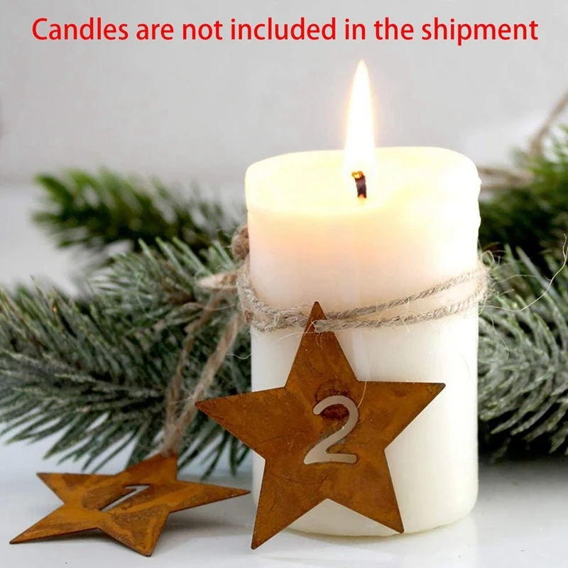 4PCS Christmas Rust Number Decorative Advent Wreath, Distressed Metal, Christmas