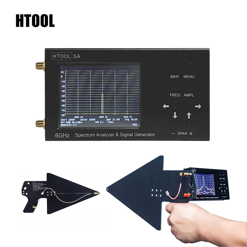 HTOOL SA6 Upgraded SA Spectrum Analyzer 35-6200 MHz Signal Generator HT6 Log Periodic Antenna 600M-10G EMI EMC Direction Antenna