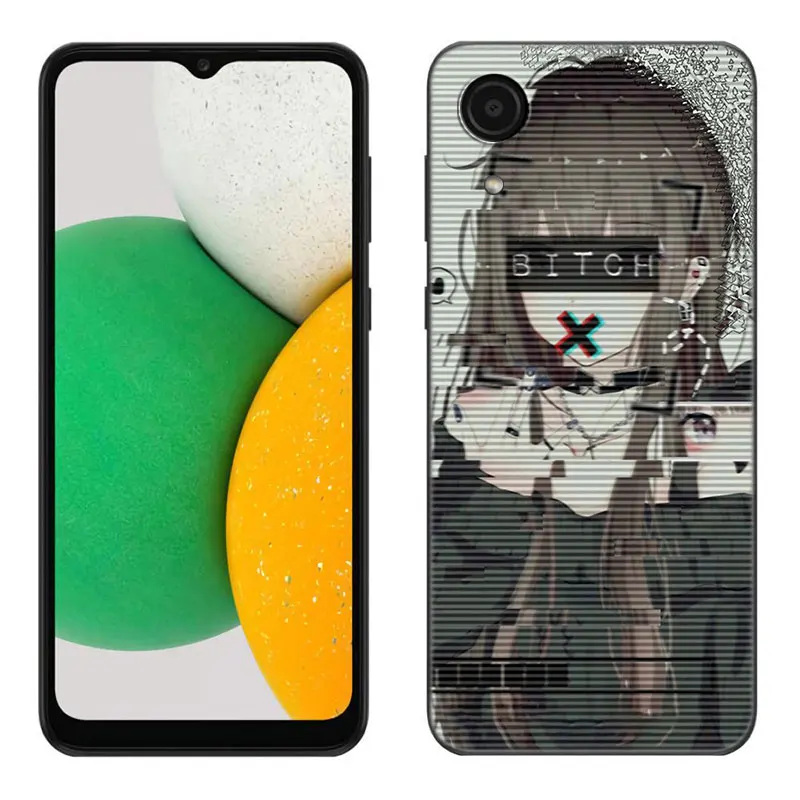 Sad Girl Japanese Anime Black Phone Case For Samsung Galaxy A01 A03 Core A04 E A02 A05 A10 A20 A21 A30 A50 S A6 A8 Plus A7 2018