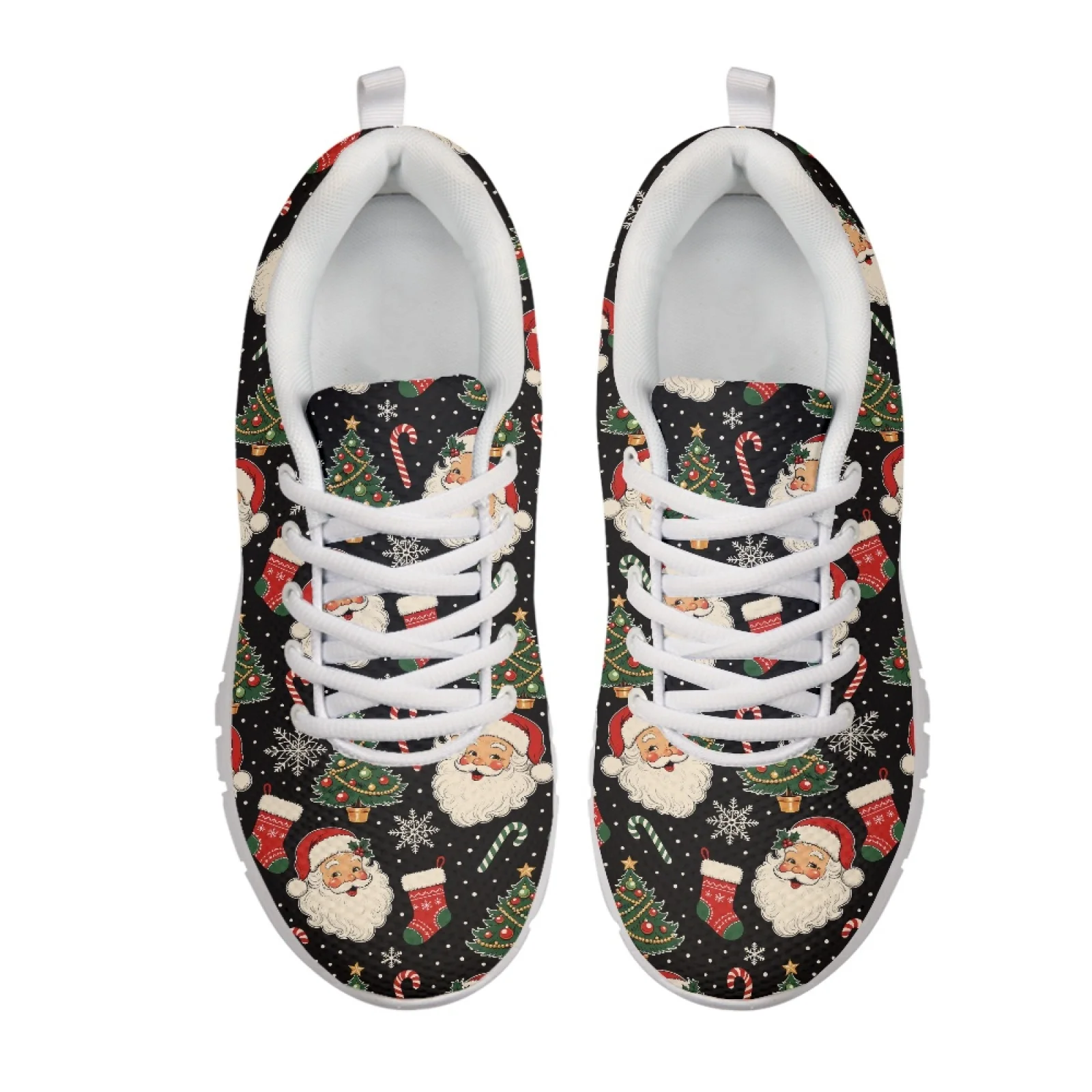 Coloranimal Vintage Santa Pattern Tennis Shoes Sport Shoe for Women Breathable Athletic Trainers