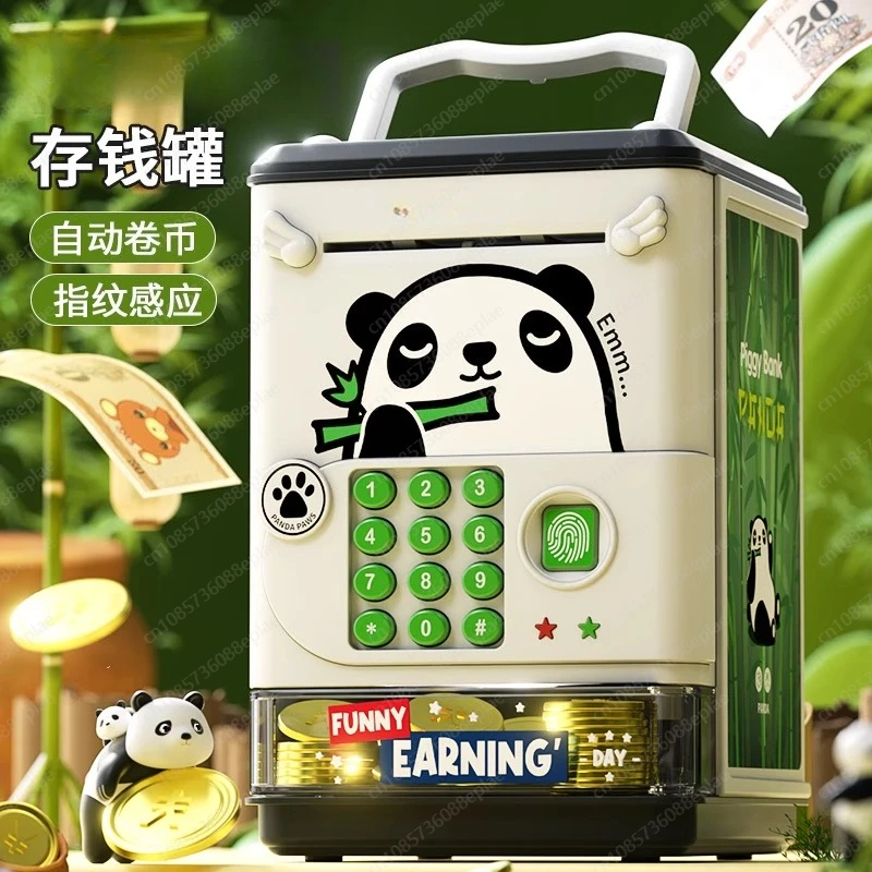 2025 Panda Money Box for Kids, Password Protected Piggy Bank with Lock, Portable Deposit & Withdrawal for Boys and Girls