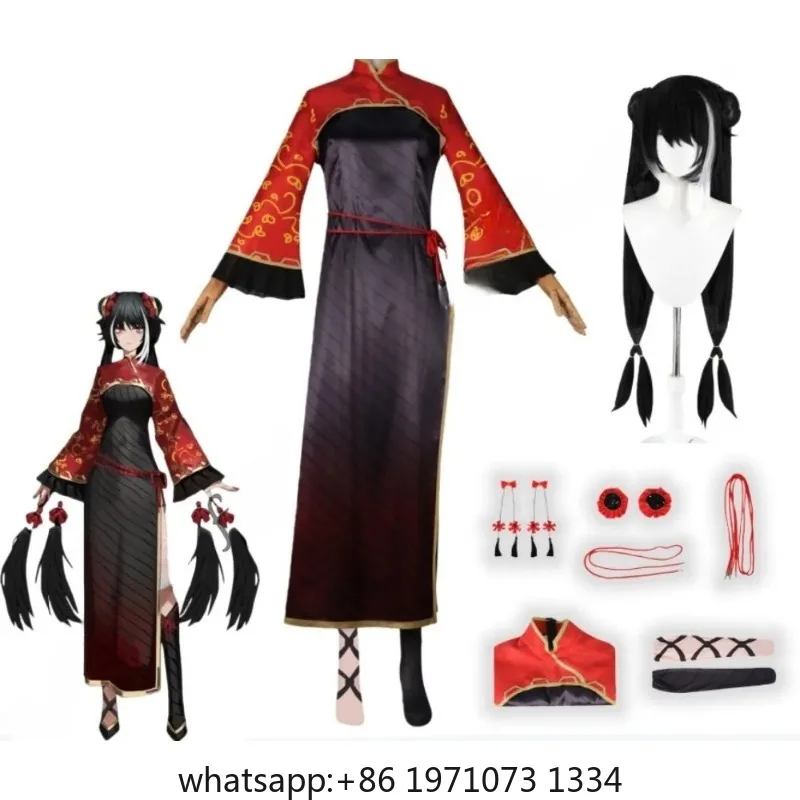 Game Limbus Company Jia Xichun Cosplay Costume Character Chinese Style Cheongsam Accessory Wig Complete Set Anime Convention