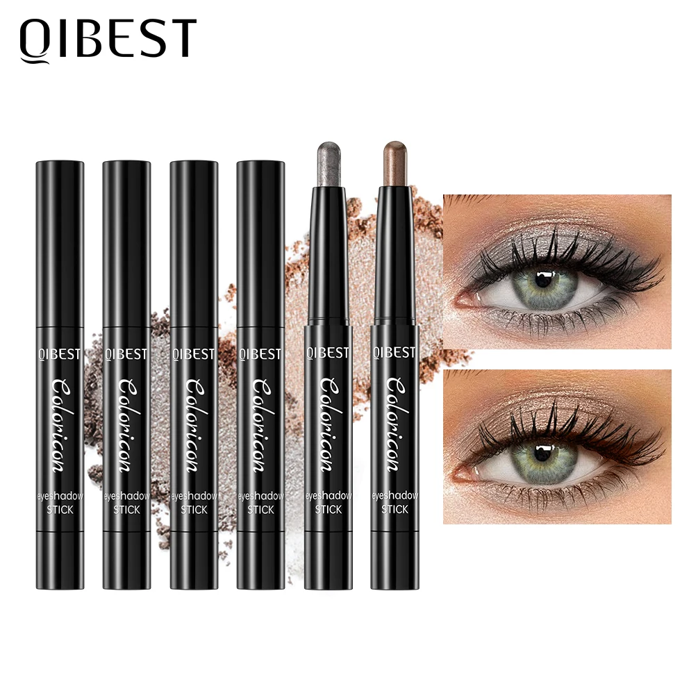 QIBEST Glitter Eyeshadow Pencil Lasting Eye Shadow Eyeliner Makeup Pearly Shimmer Highlighter Charming Eye Cosmetics Shadow