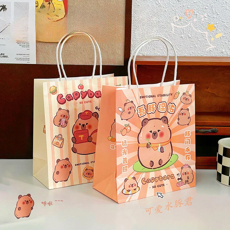 

5/10/20pcs Capybara Cartoon Gift Bags Hand-held Paper Bags Festival Party Children's Day Gift Bag Cute Paper Bag Handbag 2025