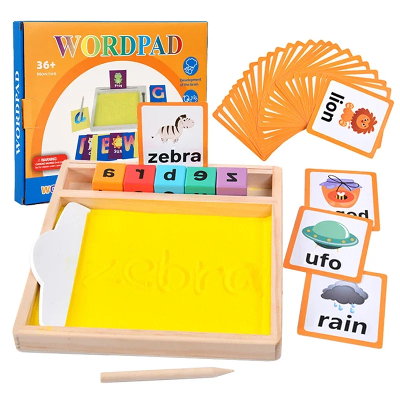 Montessori Teaching Aids Wooden Sandbox Letter Strokes Children's Sand Drawing Pen Controlled Games Set Toys