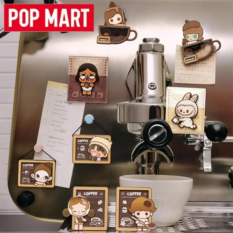 

POP MART POP BEAN Coffee Factory Series Refrigerator Sticker Blind Box Cute Anime Action Figure Mystery Box Toys Dolls Guess Bag