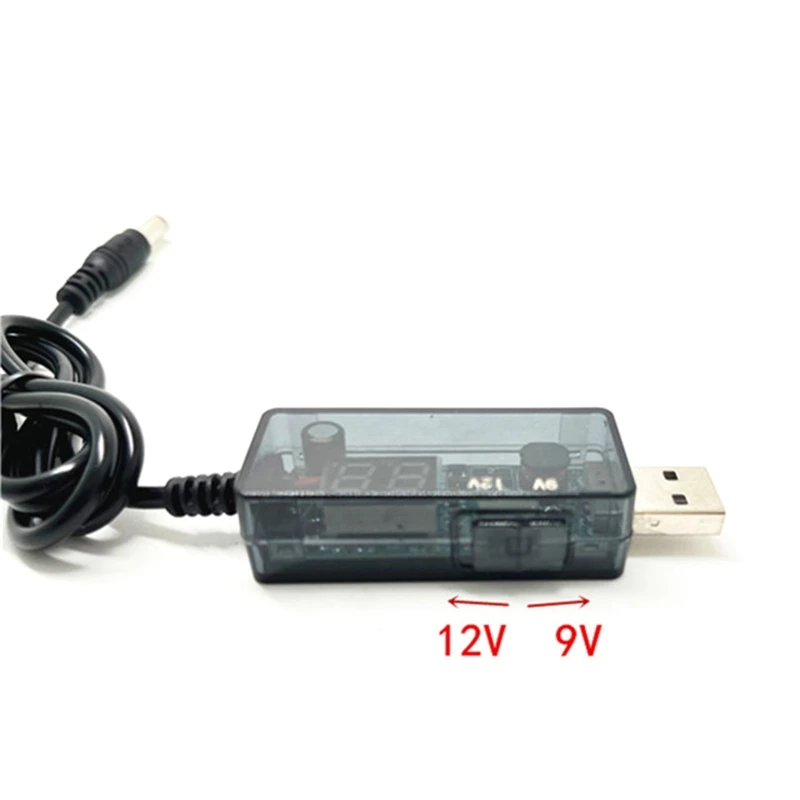 USB do DC doładowania konwerter kabel 5V do 9V 12V regulowane napięcie V wyświetlacz Led transformator Regulator mocy DC z przewodem przełącznika