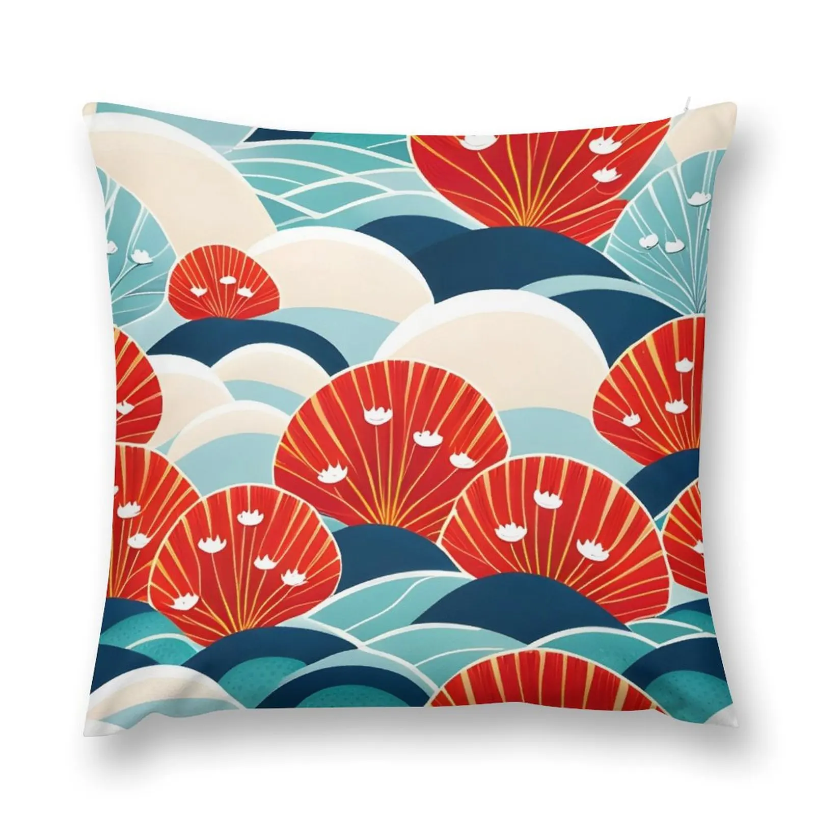 

Vector Flowers Pattern: Highly Detailed Japanese-Inspired Watercolor Seamless Design Throw Pillow Christmas Covers pillow