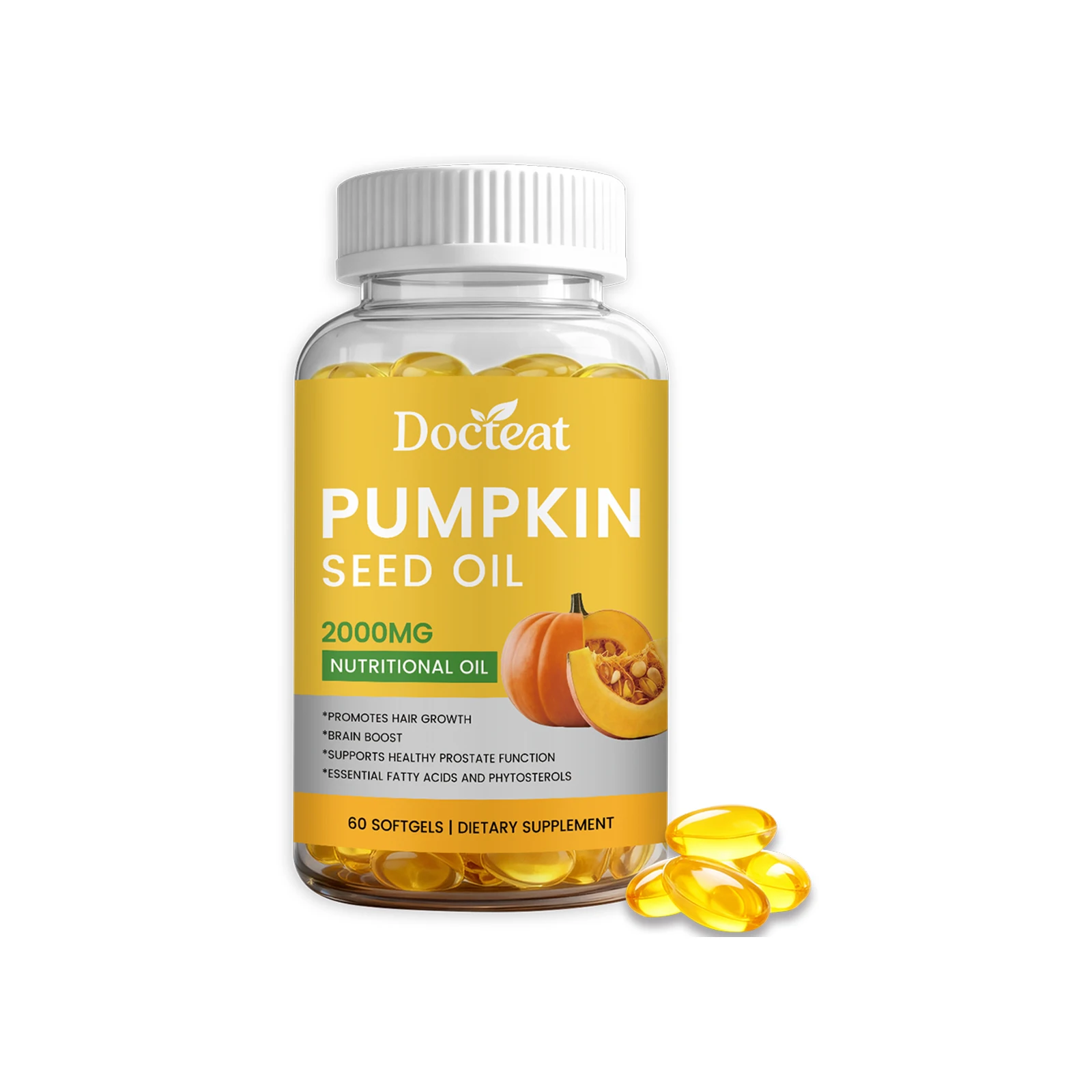 

Pumpkin Seed Oil Softgel, Mild Ingredients Daily Dietary Supplement Pampering Body Hair Care