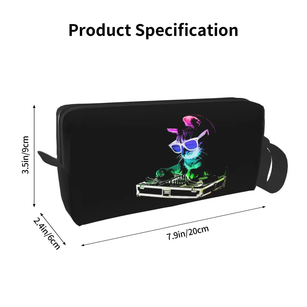 House Cat Rainbow Dj Kitty Makeup Bag Cosmetic Organizer Toiletry Cosmetic Bag for Women Beauty Travel Pencil Case