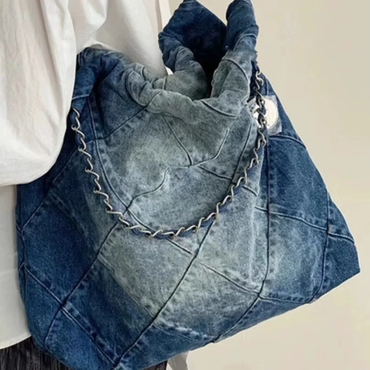 

Diamond id Chain Small Fraance Tra Bag Single oulder Retro Denim Bag Large Capaci Underarm Tote Bag Designer Bags For Women