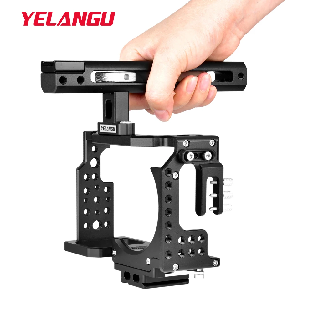 

YELANGU Camera Cage for Sony A7K A7II A7III A7SII A7RIII A7RII A7X Cage Rig Kit with Cold Shoe Handle Quick Release Plate Base