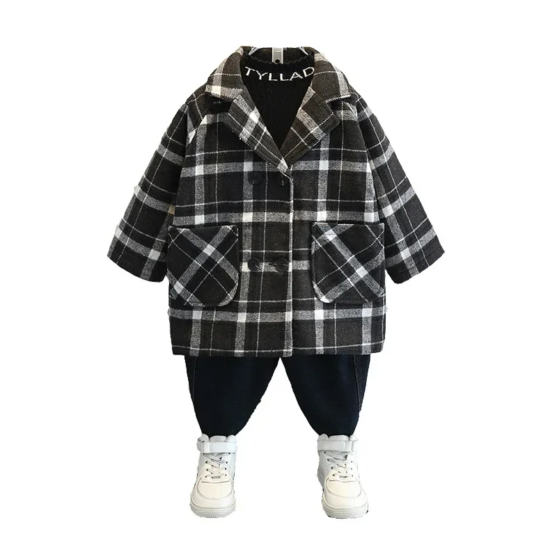 Children's clothing boys woolen coat autumn and winter new baby  autumn and winter thickened medium and long trench coat