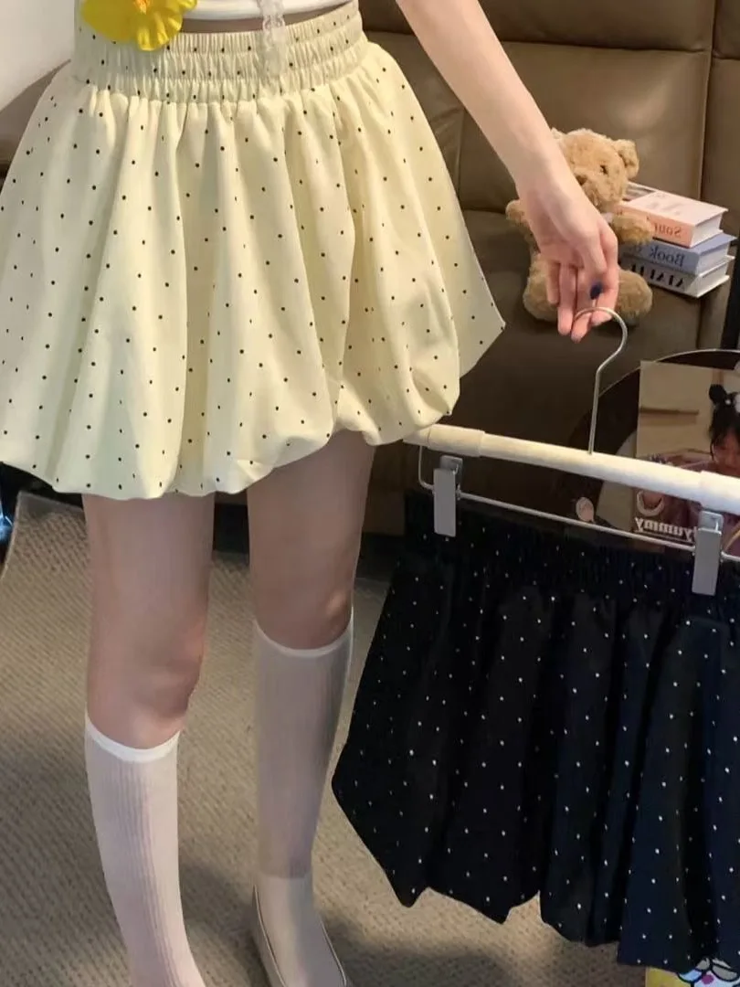 Sweet Polka Dot Bloomer Half Skirt Women's Design High Waist Slimming Puffy Short Skirt Ballet Style Cake Skirt Anti-Light