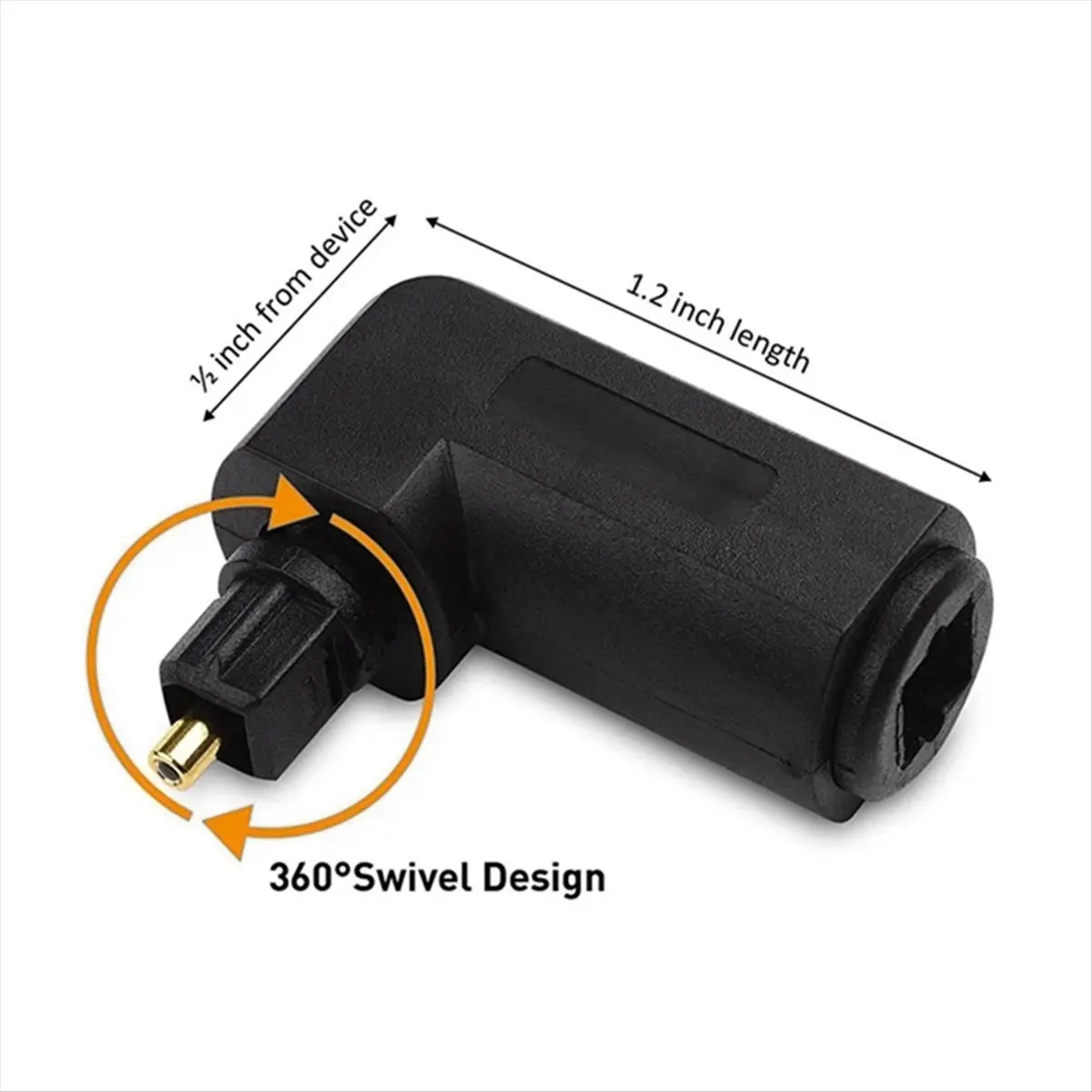 Essential 2PCS Digital Audio Video Cables Digital Optical 90 Degree Audio Cable Adapter Male to Female Right Angle Toslink