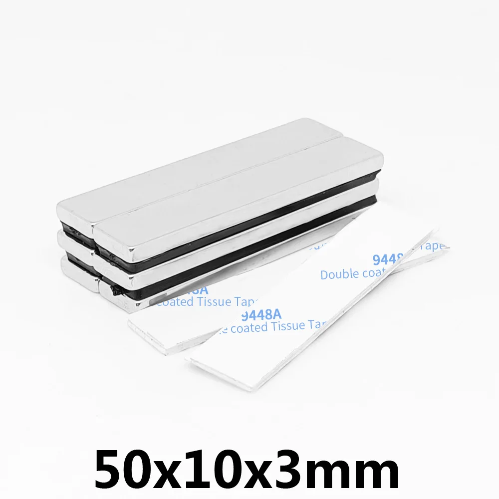 50x10x3mm Block Strong Powerful Magnets With 3M Tape 50*10*3 Long Quadrate Permanent Neodymium Magnet 50x10x3