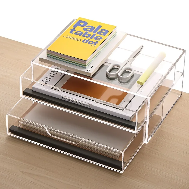 Clear Acrylic A4 Desk File Holder Multi-functional Office Document Box Desktop Paper Frame Drawer Sundries Storage Organizer