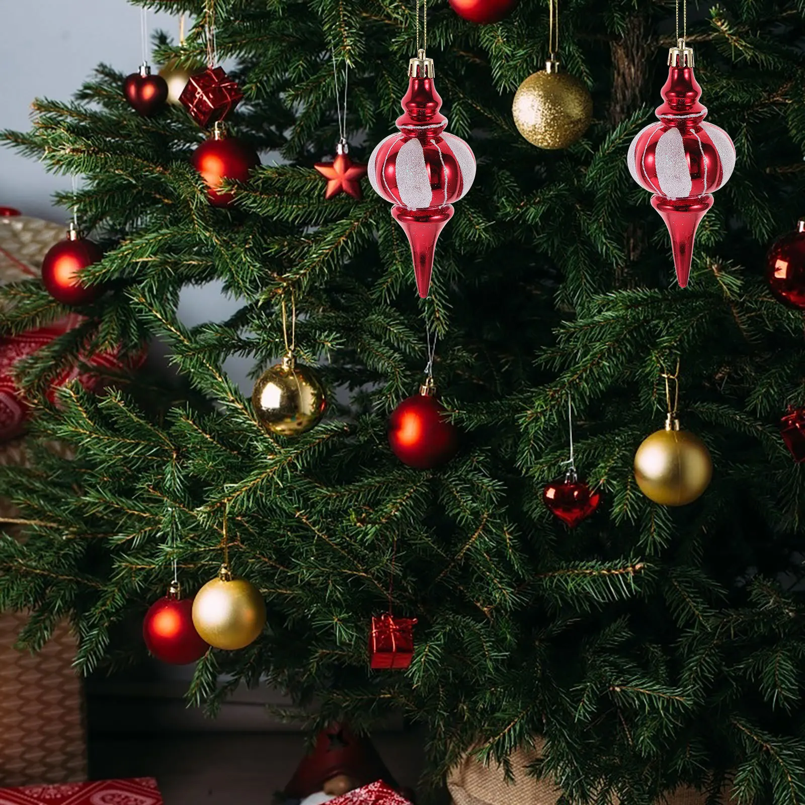 

4 Pcs Holiday Xmas Tree Hanging Props Christmas Decorations Pendant Ornaments Festive Party Decor Mini Gourd Painted Ball Design