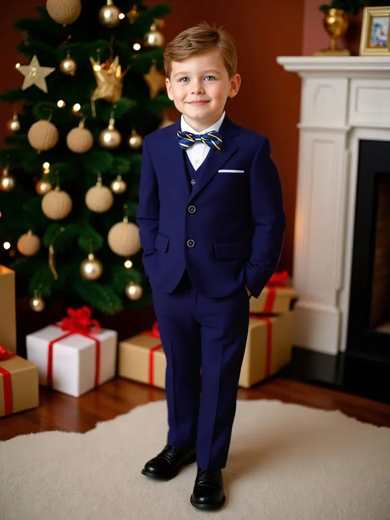 Slim Fit Boys' Formal Suit Set Suitable for Formal Occasions School Performances Piano Recitals Weddings