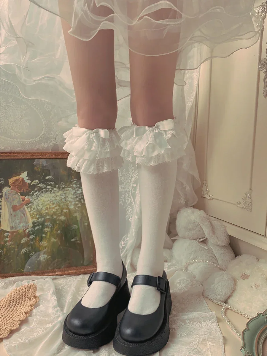 

WAGUIR~Lolita Bow Cotton Lace Socks