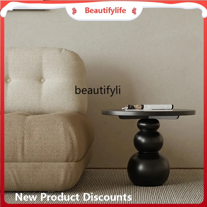 

Couch side living room retro black small round table bedroom bedside table designer