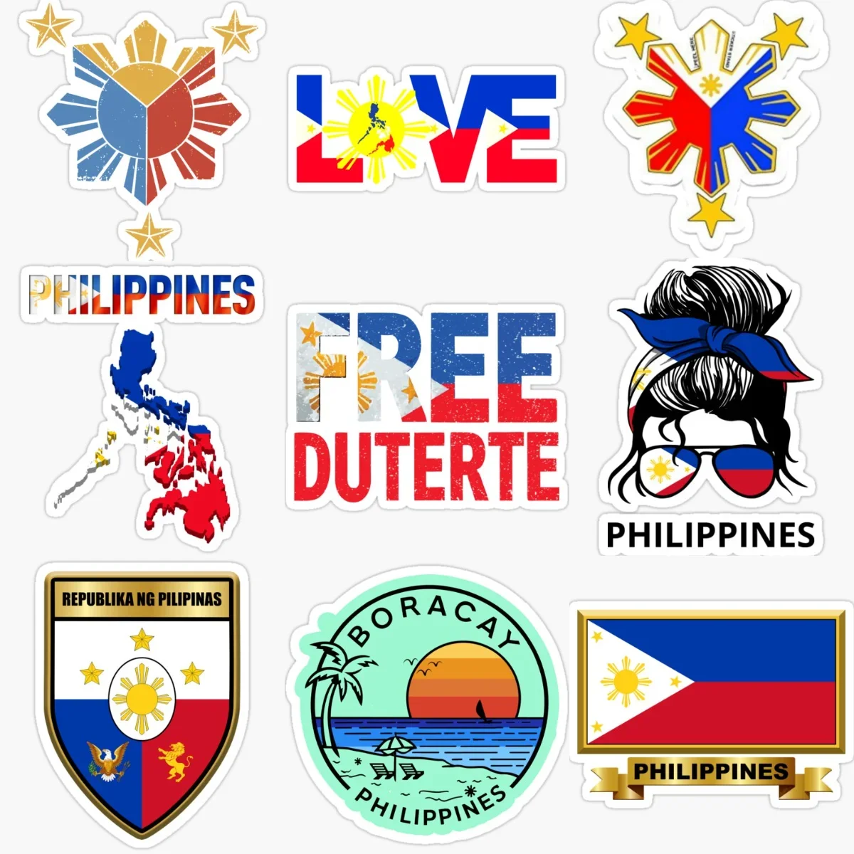 

Philippine Flag Map National Emblem Creative Stickers for Car Bicycle Helmet Window Fridge Wall Decoration Accessories