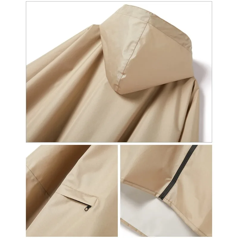Waterproof Motorcycle Raincoat with Zipper for Men and Women, Full Body, Ladies' Rain Coat, Hooded Poncho, Backpack Cloak XXL 6