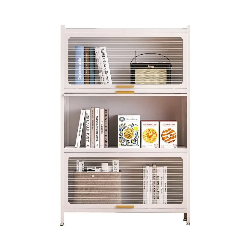 Steel household locker Dust-proof storage cabinet Upturn door Large capacity balcony Locker Living room utility cabinet Bookcase