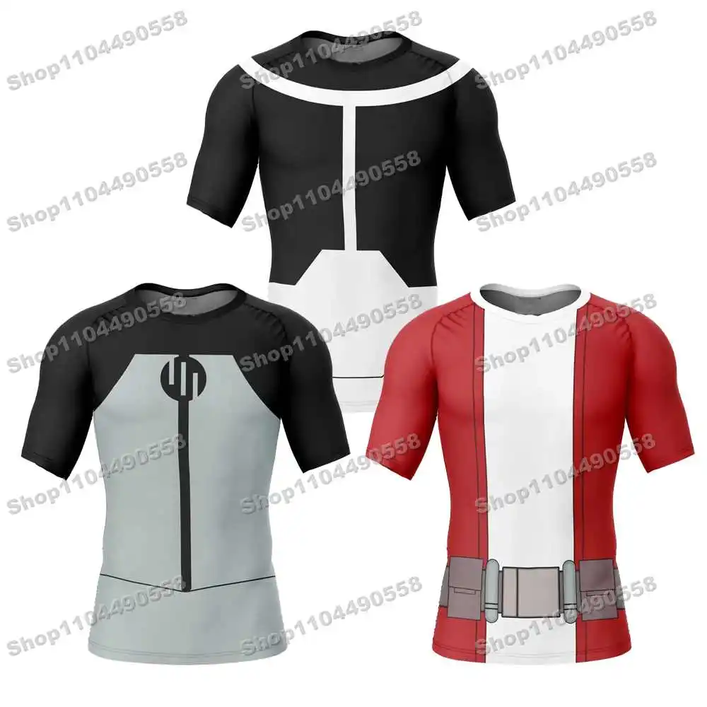 8th Newly Cartoon Anime Rash Guards Surfing Beach T-Shirts Swimwear Diving Gym Short sleeves MMA BJJ Men Jiu Jitsu Fitness Sets