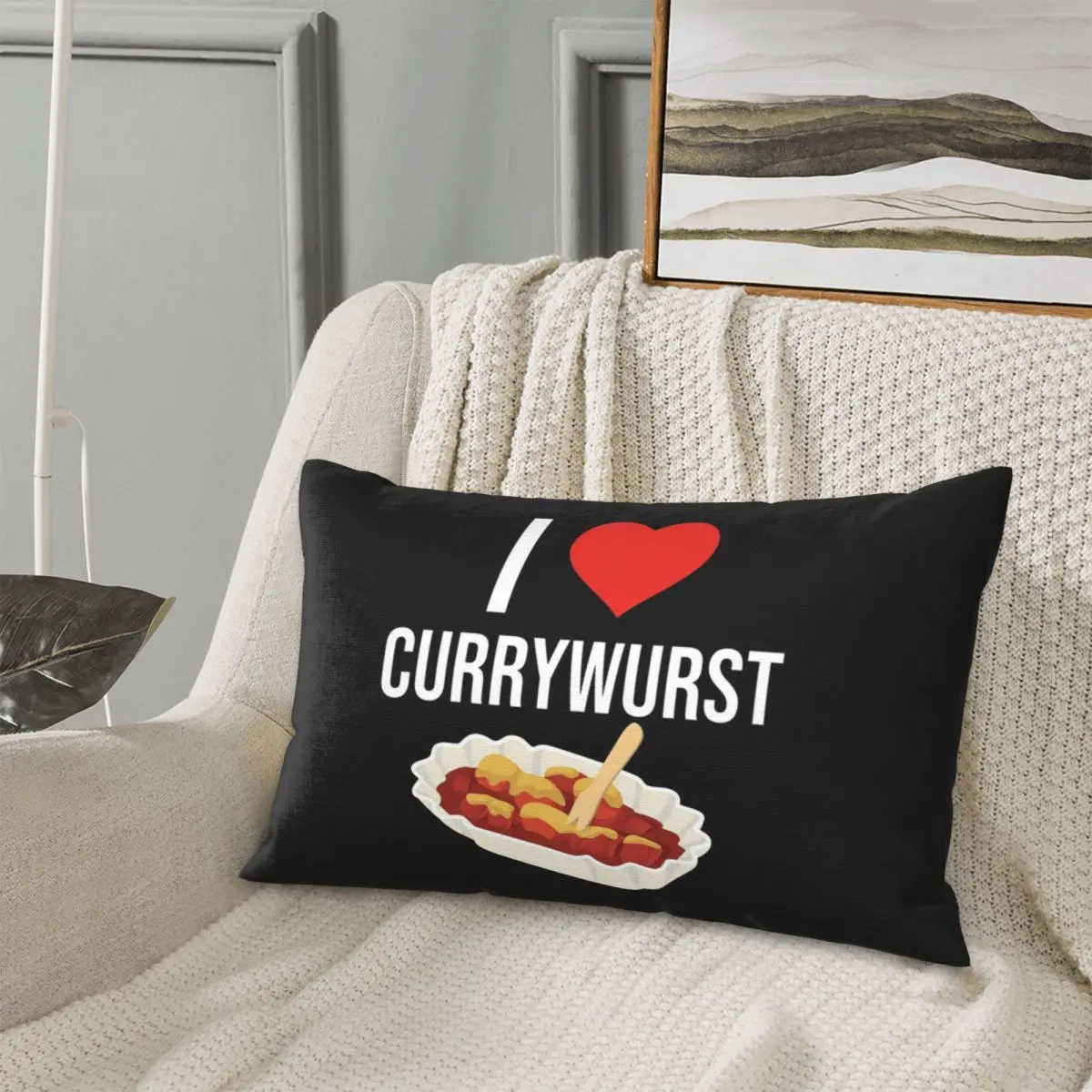 

I Love Currywurst Ruhrpott Rectangle Pillowcase Cushion Cover Decorative Bedroom Bed Home Comfort Throw Pillow