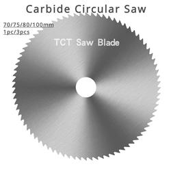 70/75/80/100mm 1pc/3pcs Carbide Circular Saw Blade Milling Cutter Tools Tungsten Steel Slotting Cutting Iron Steel Metal