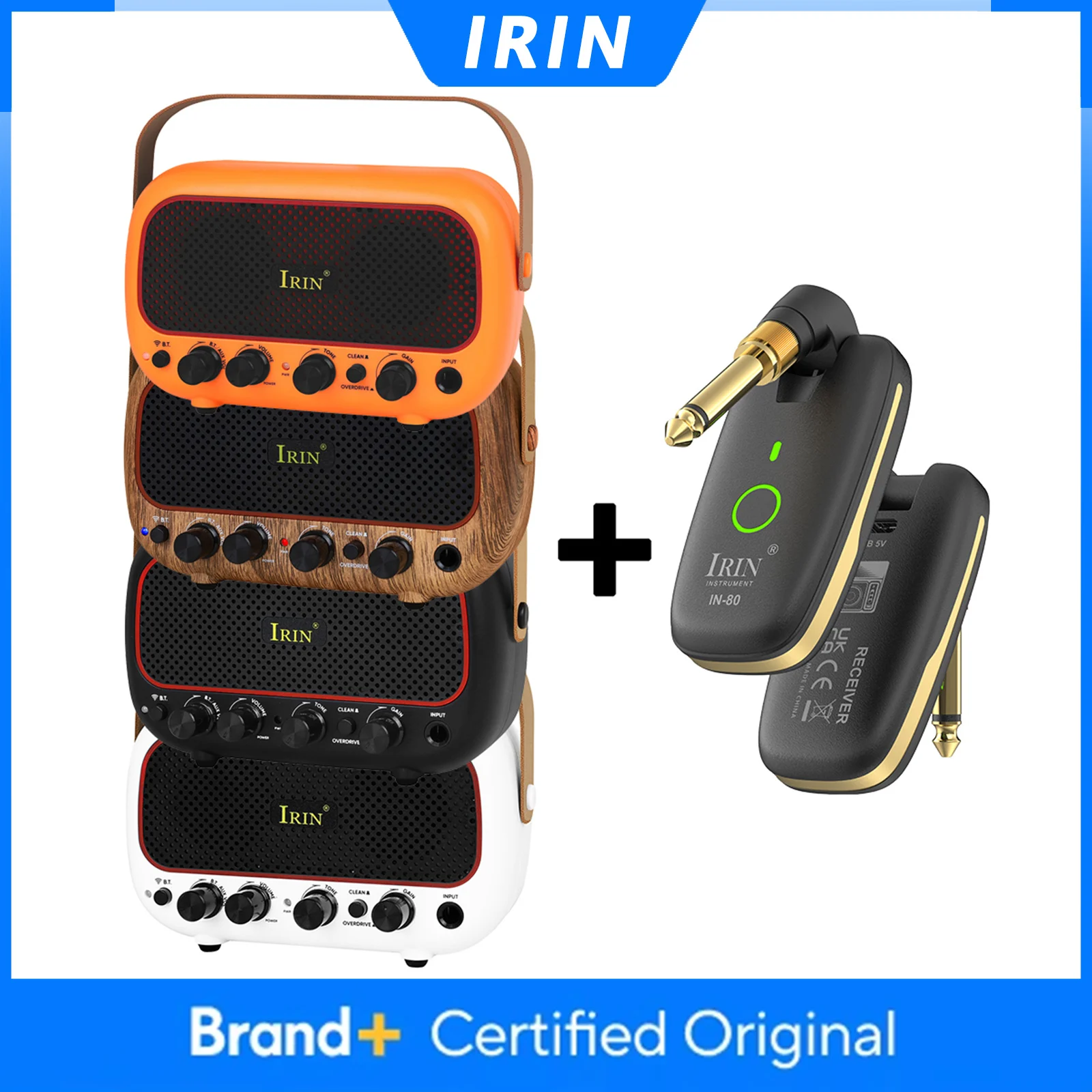 

IRIN MY-01 Guitar Amplifier Speaker Wireless Bluetooth Amp with Clean & Overdrive Channel Free Gift Wireless Guitar System