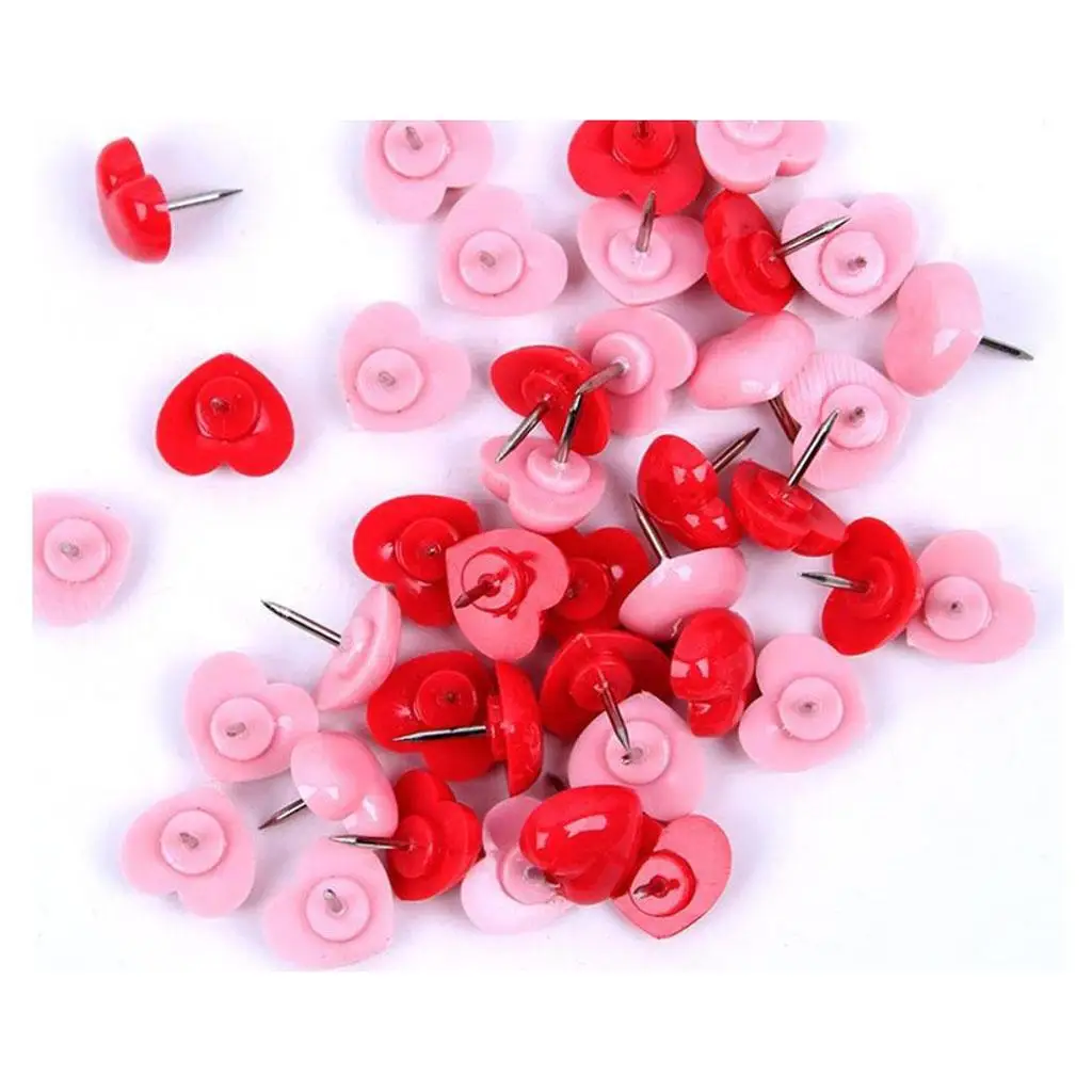 Metal Drawing Pins with Box Heart Shape Office Push Pins School Supplies for Photos and Memo Boards view 3