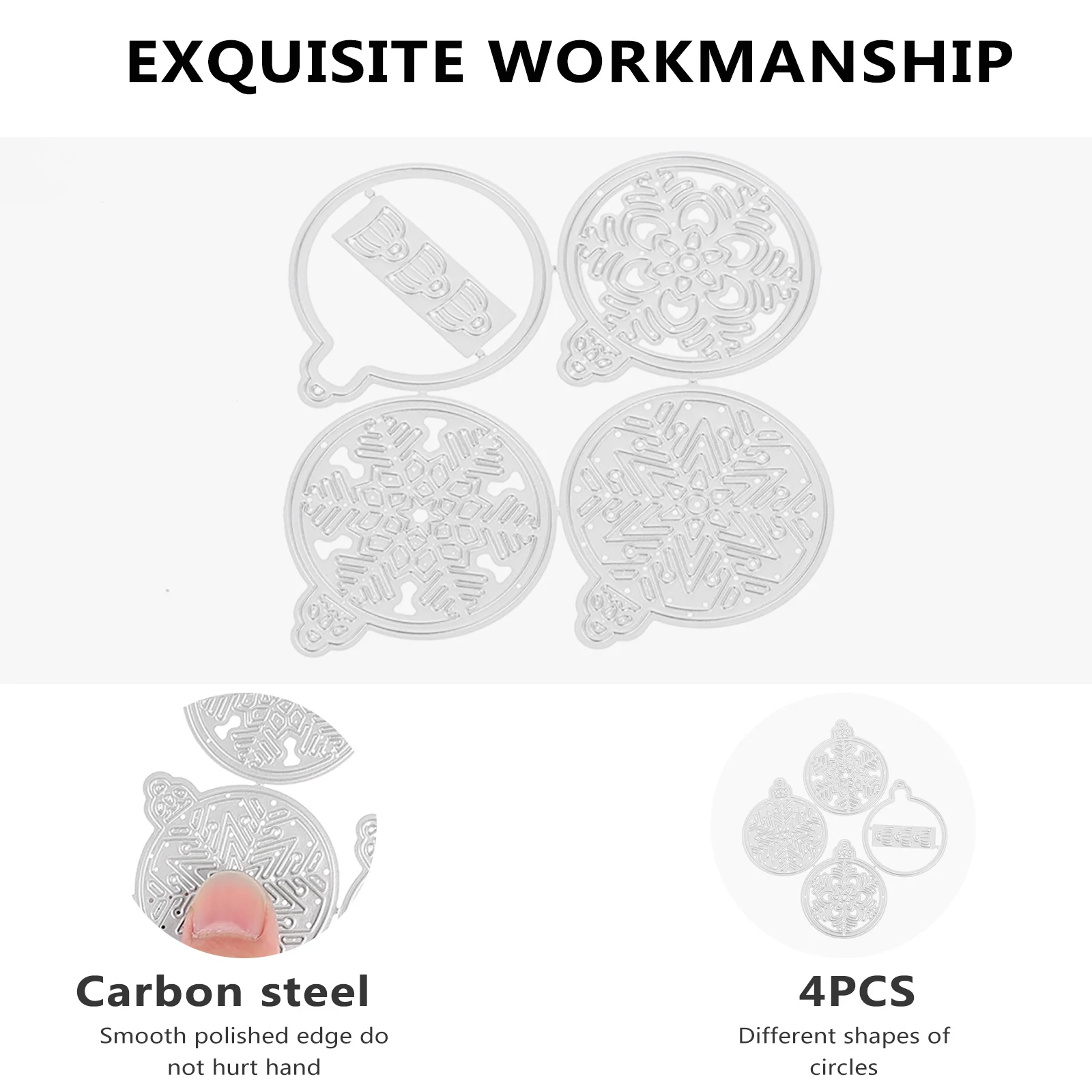 

4 Pcs Snowflake Dies Carbon Steel Scrapbooking Metal Cutting Stencil Reusable Eco Friendly Durable Craft Storage