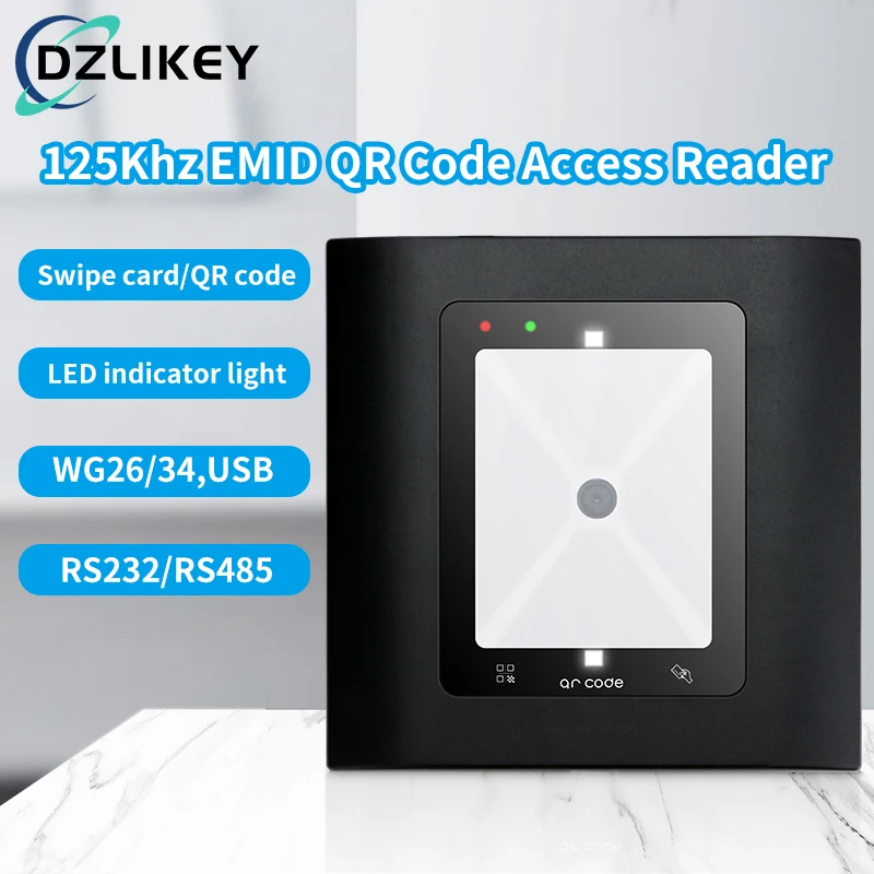 

Считыватель контроля доступа QR-кода 125 кГц RFID, сканер карт EMID с RJ45/RS232/RS485/USB/Wiegand для офиса/предметров/склада