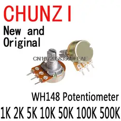 AMPLIFICADOR DE eje Dual estéreo, potenciómetro de 5 piezas, WH148, B1K, B2K, B5K, B10K, B20K, B50K, B100K, B500K, 3PIN, 15MM, 1K, 2K, 5K, 10K, 50K, 100K, 500K