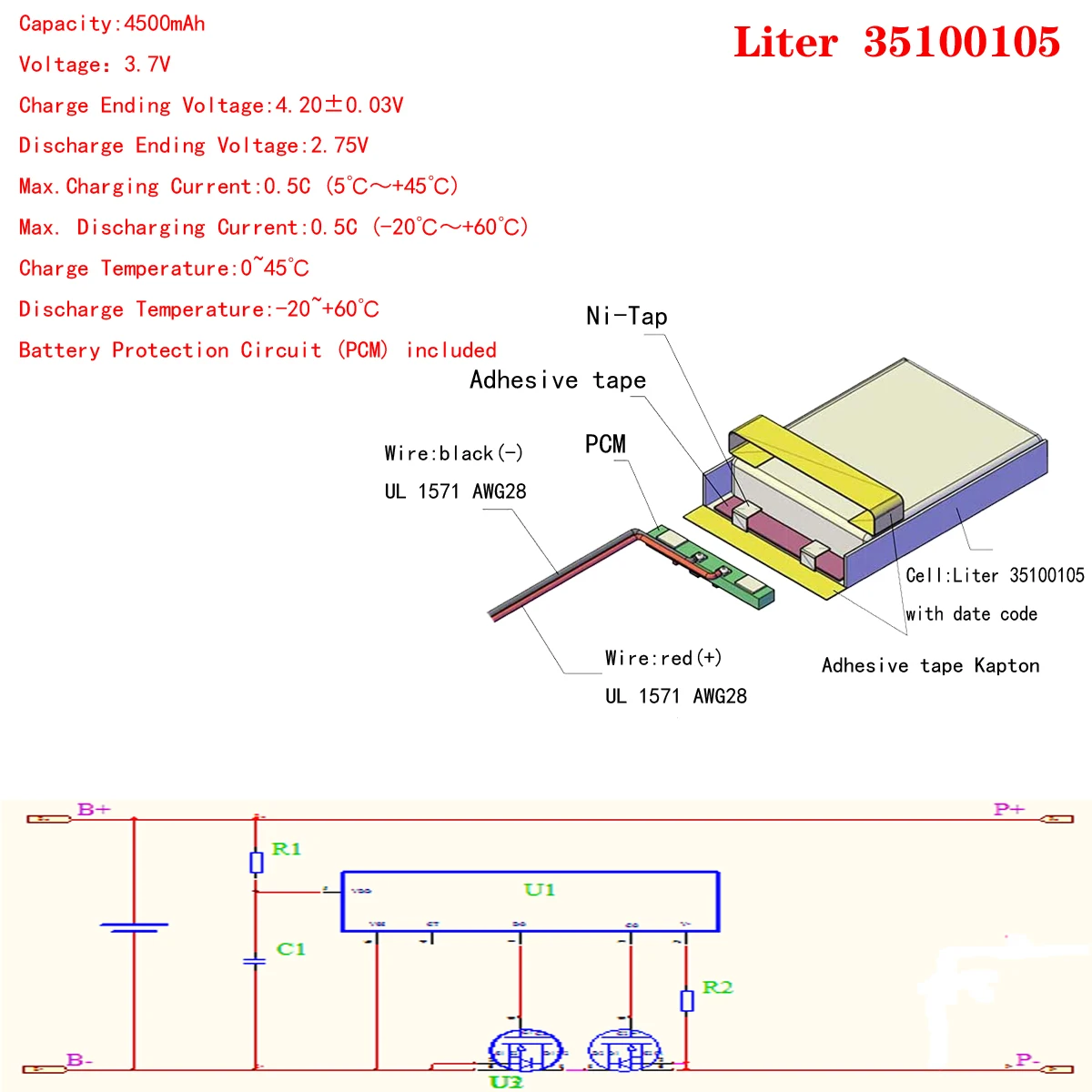 3 line  3.7V 35100105 4500MAH (polymer lithium ion battery) Li-ion battery for tablet pc Chuwi Hi9 Pro