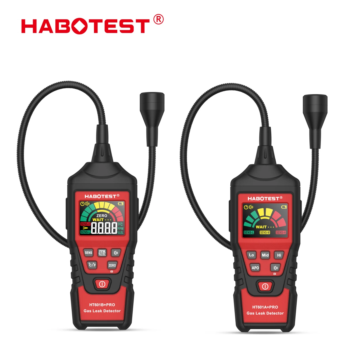 HABOTEST HT601B+PRO Gas Leak Detector Analyzer 20% LEL LCD Sound & Screen Alarm Combustible Flammable Natural Methane Tester