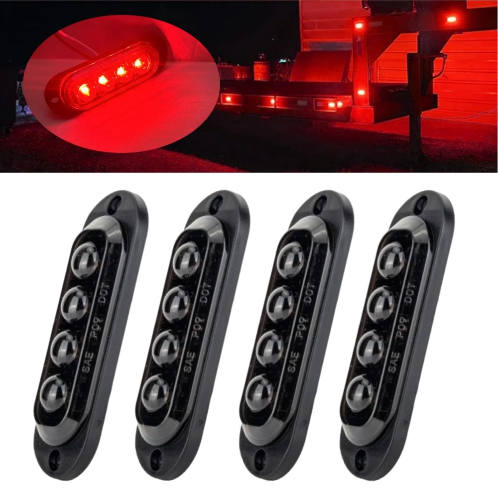 4 Stuks Led Trailer Marker Lights 12V-24V Gerookte Lens 4led Truck Licht Boot Trailer Indicator Marker Lichten Voor Vrachtwagens