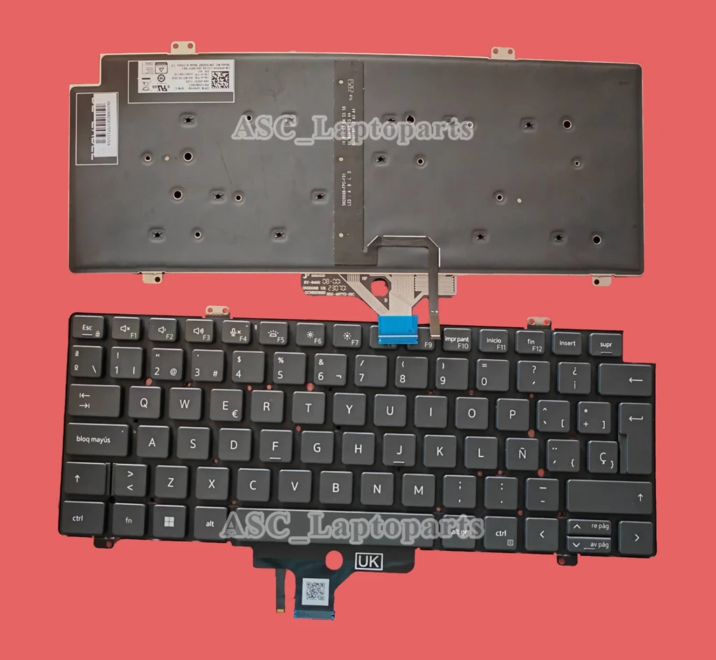 

New Latin Spanish Teclado Keyboard for DELL Latitude 5420 7420 7520 2021 Black, no Frame with BACKLIT