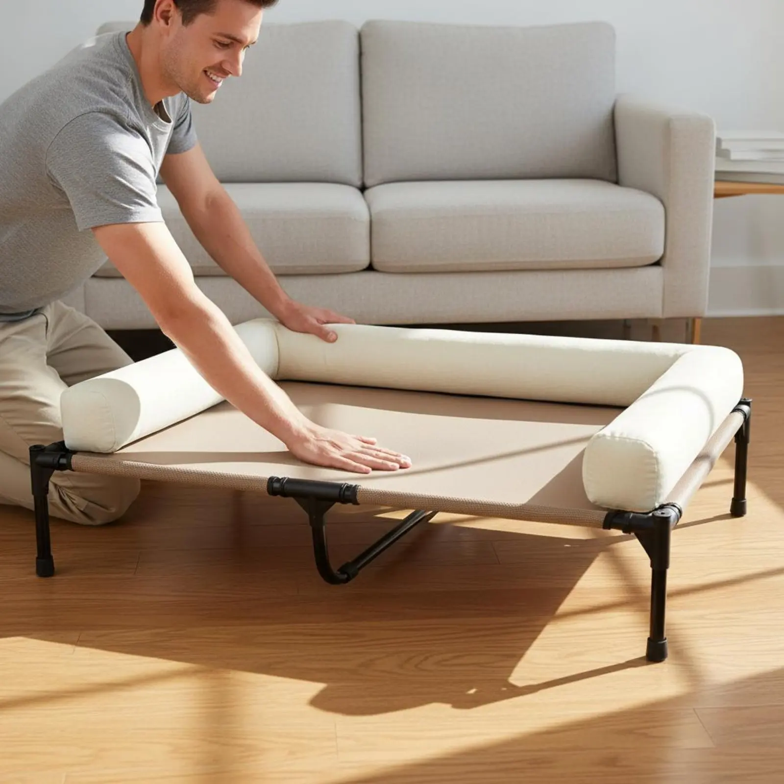 

Elevated Dog Bed Detachable and Easy to Clean Elevated Dog Bed with Bolsters Raised Pet Cot with Padding Easy to Clean