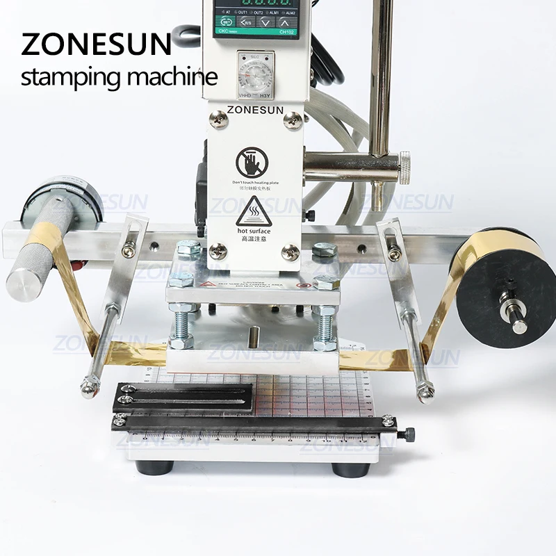 ZONESUN ZS90A Digital Manual Leather Wood PVC Card LOGO Metal Hot Foil Stamping Creasing Embossing Machine Heat Press Machine