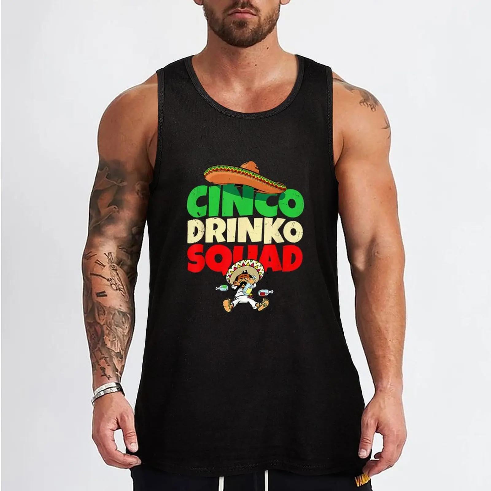 Cinco Drinko Squad Drinking Party Fiesta Funny Cinco De Mayo Tank Top Vest for boy Men's gym clothing mens clothing