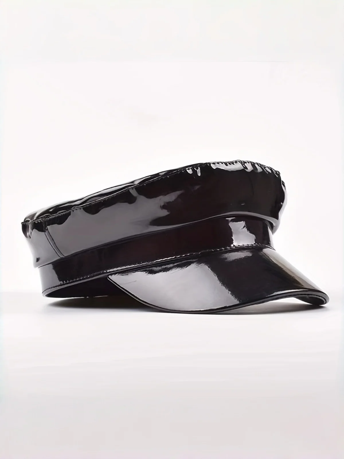 HongLuan Laser lederen kapiteinshoed Strass en militaire petten voor dames, Rave Festivals Accessoires & Feestpet Man Cosplay Fem