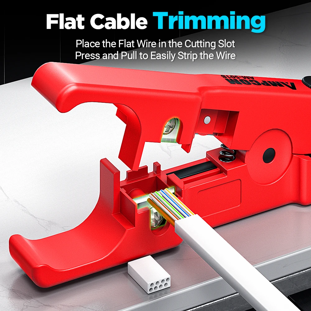 AMPCOM Draad Stripper Ethernet Kabel Cutter Ronde Kabel Snijgereedschap Lan Kabel Strippen Tool voor CAT7 CAT6 CAT5E CAT5 Ronde Draad